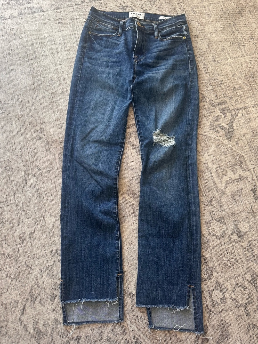Frame High Rise Denim Indigo Straight-Leg Jeans